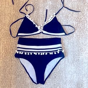 Black and white Pom Pom bathing suit